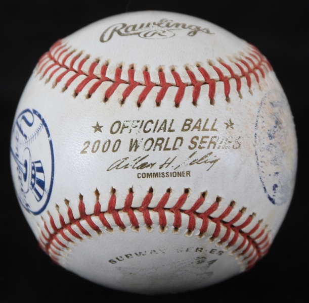 2000 New York Yankees New York Mets Dual Logo Stamped OWS Selig Subway Series Baseball (MEARS LOA)