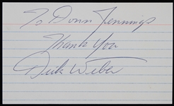 1970s Dick Weber Pro Bowler Signed 3" x 5" Index Card (JSA)