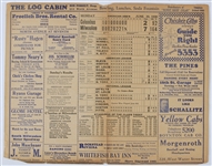 1930 Milwaukee Brewers American Association 11" x 14" The Log Cabin BF Steinel Official Baseball Scorecard Placemat w/ AA, AL & NL Baseball Scores/Standings