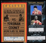 1990 Foreman vs Cooney Ticket Stub and 1991 Hill vs Hearns Ticket (Lot of 2)