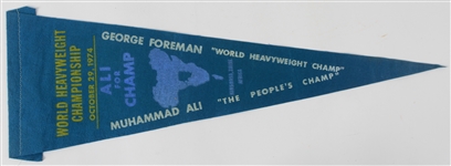 1974 Muhammad Ali George Foreman World Heavyweight Championship Title Bout 25" Pennant (Troy Kinunen Collection)