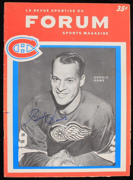 1963-1964 Gordie Howe Detroit Red Wings Autographed La Revue Sportive Du Forum Sports Magazine (JSA)