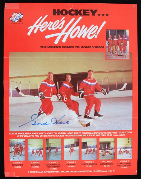 1986 Gordie Howe Detroit Red Wings Autographed Hockey Heres Howe Home Video Advertisement (JSA)