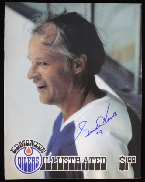 1977 Gordie Howe Houston Aeros Autographed Edmonton Oilers Illustrated Magazine (JSA)
