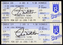 1996 Paul Molitor Minnesota Twins 3000th Hit Autographed Game Tickets 9/16/96 (Lot of 2) (JSA)