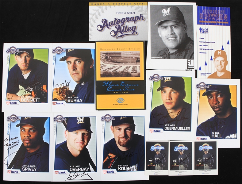 1990s-2000s Milwaukee Brewers Autographed Trading Card and Promotional 5x7 Photos Featuring Ben Sheets Bill Hall Dave Weathers Henry Blanco and More (Lot of 58) (JSA)