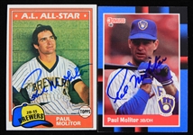 1981-1988 Paul Molitor Milwaukee Brewers Autographed Topps and Donruss Trading Cards (Lot of 2) (JSA)