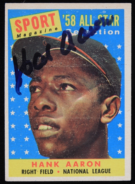 1958 Hank Aaron Milwaukee Braves Autographed Topps Trading Card #488 (JSA)