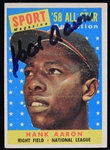 1958 Hank Aaron Milwaukee Braves Autographed Topps Trading Card #488 (JSA)