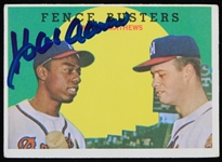 1959 Hank Aaron and Eddie Matthews Milwaukee Braves Fence Busters Topps Trading Card # 212 Autographed by Hank Aaron (JSA)