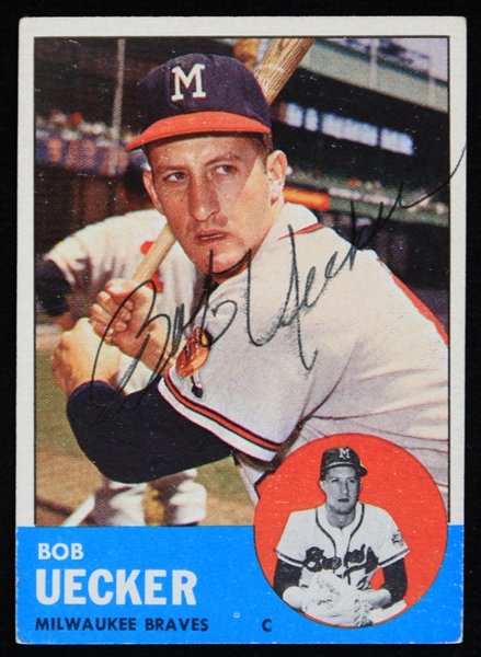 1963 Bob Uecker Milwaukee Braves Autographed Topps Trading Card #126 (JSA)