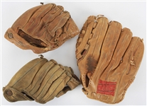 1960's-70's Mickey Mantle Reggie Jackson New York Yankees Store Model Player Endorsed Rawlings Fielder Mitts - Lot of 3