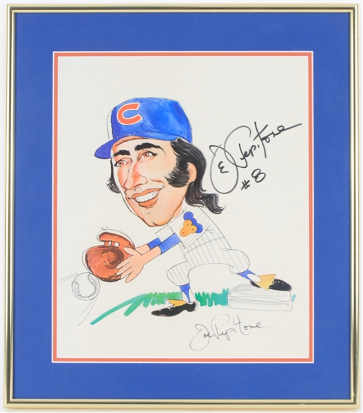 1970-1973 Joe Pepitone Chicago Cubs Signed 14x16 Framed Sketch *JSA*
