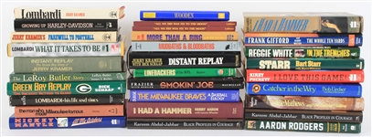 1970s-2000s Baseball Football Basketball Signed Hardcover Book Collection - Lot of 30 w/ Mickey Mantle, Reggie White, Bart Starr, Kareem Abdul Jabbar & More (JSA)