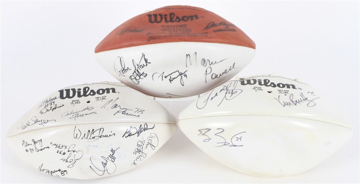 1990s Multi Signed Football Collection - Lot of 3 w/ XX Signatures Including  & More (JSA)