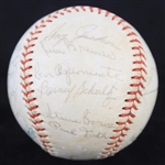 1963 Chicago Cubs Team Signed ONL Giles Baseball w/ 26 Signatures Including Ernie Banks, Lou Brock, Ron Santo, Billy Williams & More (JSA)