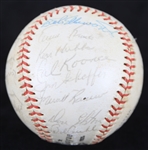 1963 Chicago Cubs Team Signed ONL Giles Baseball w/ 26 Signatures Including Ernie Banks, Lou Brock, Ron Santo, Billy Williams & More (JSA)