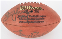 1994 Steve Young Jerry Rice John Taylor San Francisco 49ers Signed ONGL Tagliabue 75th Anniversary Football (JSA)