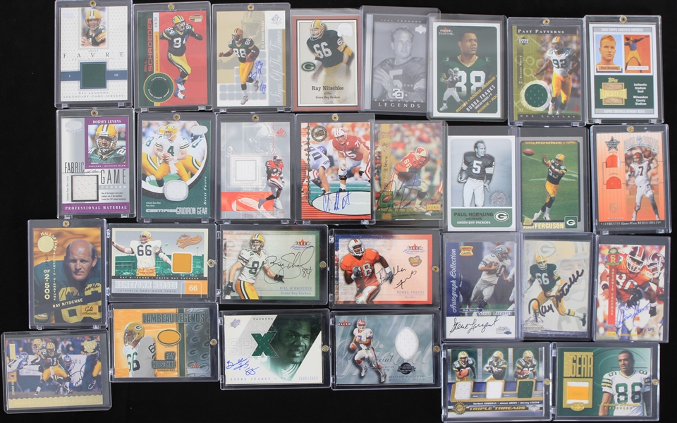 1970s-2000s Baseball Football Auto Racing Trading Card Collection - Lot of 150 w/ Insert Cards, Auto Cards, Jersey Cards & More