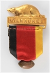 1922-26 Milwaukee Badgers Early NFL 2.5 Figural Hanger w/ Multi Color Ribbon &  Football Charm Only Known Example, 1:1