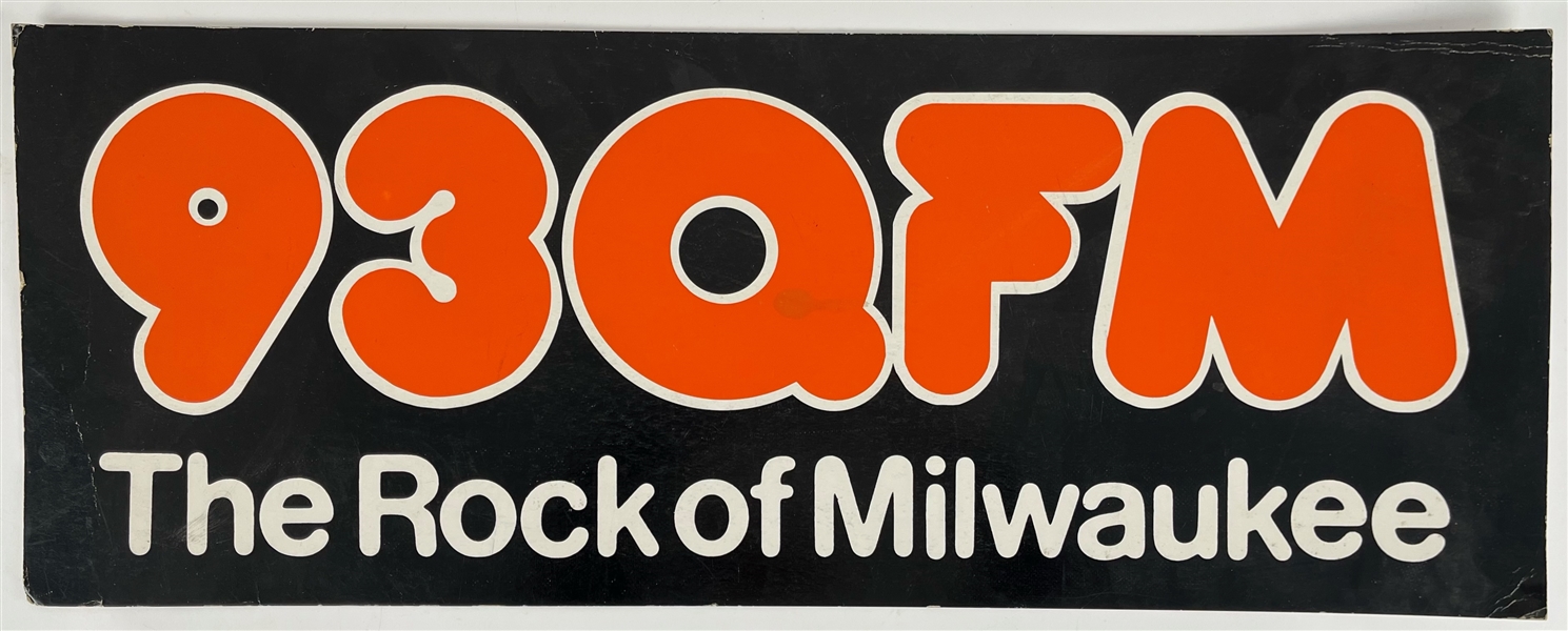 1960s-90s 93 QFM Former Milwaukee Radio Station 14" x 36.5" Banner 