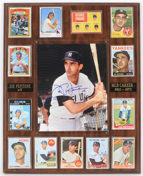 1960s-2000s Joe Pepitone Yankees/Cubs 16" x 20" Display w/ Trading Cards & Signed Photo (JSA)