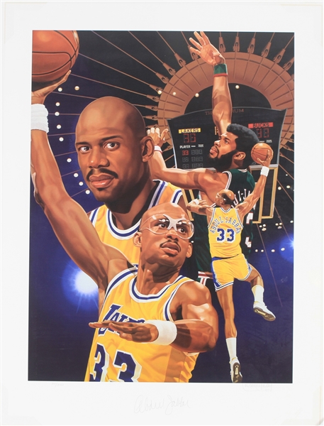 1997 Kareem Abdul Jabbar Los Angeles Lakers Signed 22" x 29" Lithograph (JSA)
