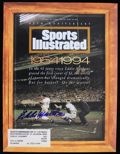 1994 Eddie Mathews Milwaukee Braves Signed Sports Illustrated 40th Anniversary Magazine (JSA)