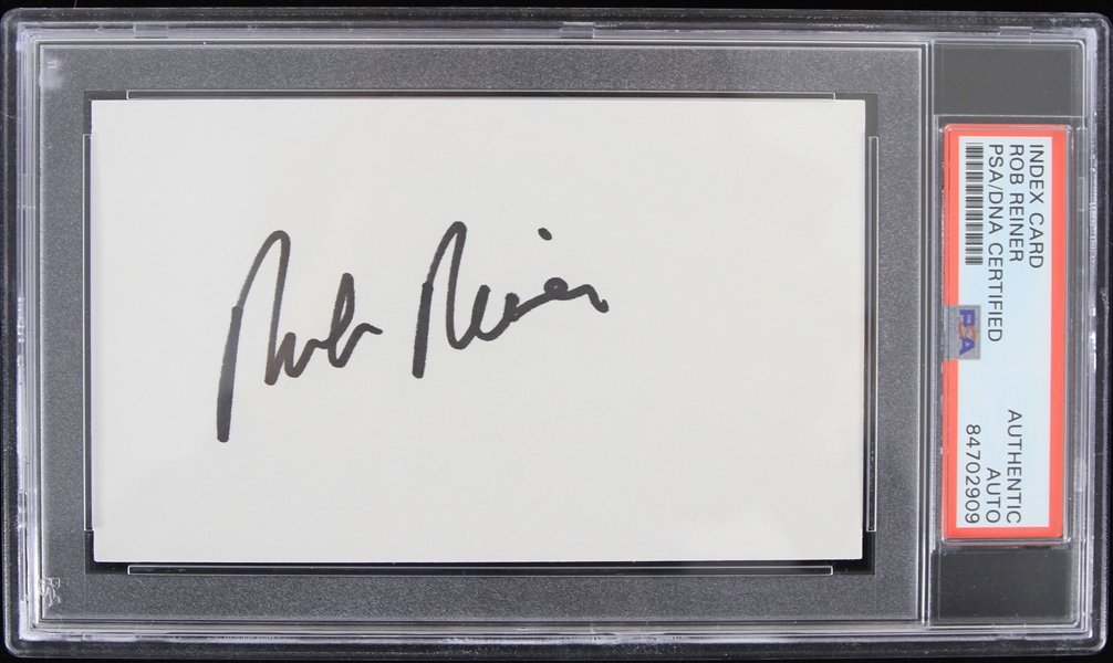 2000s Rob Reiner Hollywood Filmmaker Signed Index Card (PSA Slabbed Authentic)