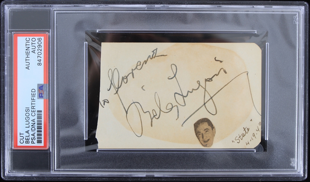 1940 Bela Lugosi Count Dracula Signed Cut (PSA Slabbed Authentic)