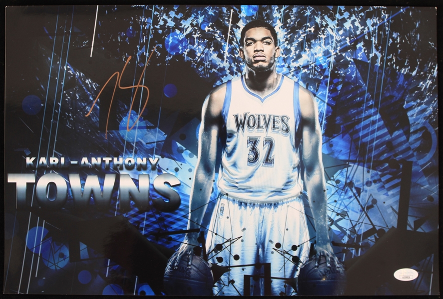 2015-23 Karl Anthony Towns Minnesota Timberwolves Signed 12" x 18" Photo (*JSA*)