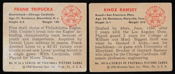 1950 Knox Ramsey San Francisco 49ers & Frank Tripucka Chicago Cardinals Bowman Football Cards (Lot of 2)