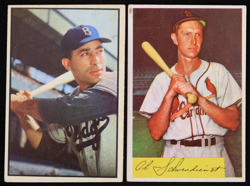1953 Carl Furillo #78 Bowman Card and 1954 Al "Red" Schoendienst #110 Bowman Card 