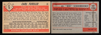 1953 Carl Furillo #78 Bowman Card and 1954 Al Red Schoendienst #110 Bowman Card 
