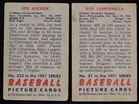 1951 Roy Campanella Brooklyn Dodgers & Joe Adcock Cincinnati Reds Bowman Picture Cards (Lot of 2)