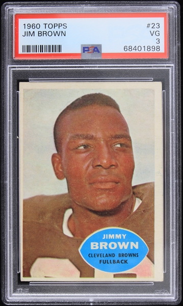 1960 Jim Brown Cleveland Browns #23 Topps Card (PSA VG 3 Slabbed)
