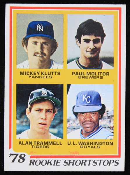 1978 Topps Rookie Shortstops Klutts, Molitor, Trammell, Washington #707 Baseball Card 