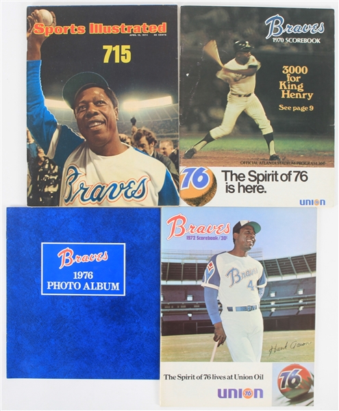1970-76 Hank Aaron Atlanta Braves Publication Collection - Lot of 4