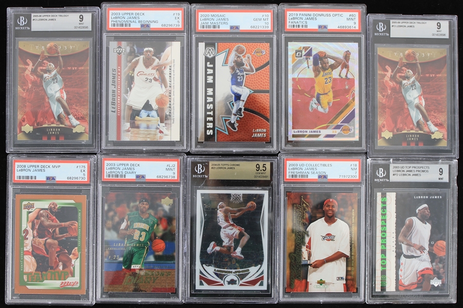 Lot Detail - 2003-20 LeBron James Cavaliers/Lakers Slabbed Basketball ...