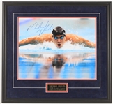 2008 Michael Phelps Olympic Gold Medalist Swimmer Signed 26" x 28" Framed Photo *JSA*