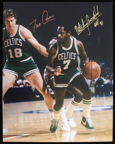 1978-1980 Nate "Tiny" Archibald and Dave Cowens Boston Celtics Autographed 11x14 Colored Photo (JSA)
