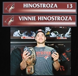 2018-2019 Vinnie Hinostroza Phoenix Coyotes Locker Name Plates and Photos (Lot of 4)