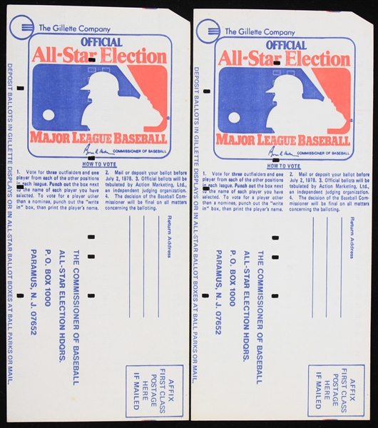 1978 MLB All Star Mail in Ballots (Lot of 2)