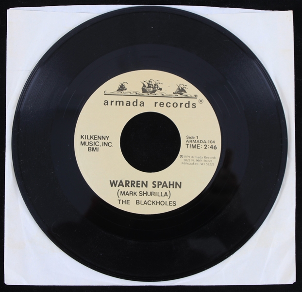 1979 Warren Spahn (Milwaukee Braves)/Captain Payday Armada Records 45 Record The Blackholes 