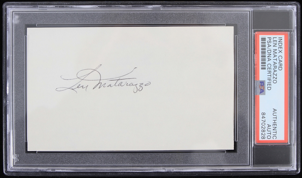 1960s Len Matarazzo Philadelphia Phillies Signed Index Card (PSA Slabbed Authentic)