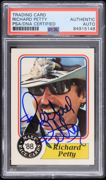 1988 Richard Petty NASCAR Signed Maxx Race Card (PSA/DNA Slabbed)