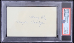 1980s Douglas "Wrong Way" Corrigan American Aviator Signed Index Card (PSA Slabbed Authentic)