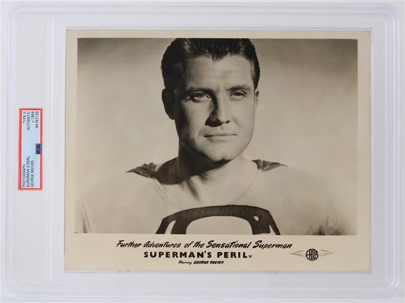 1954 George Reeves Supermans Peril 8" x 10" Eros Films Photo (PSA Slabbed Type 3)