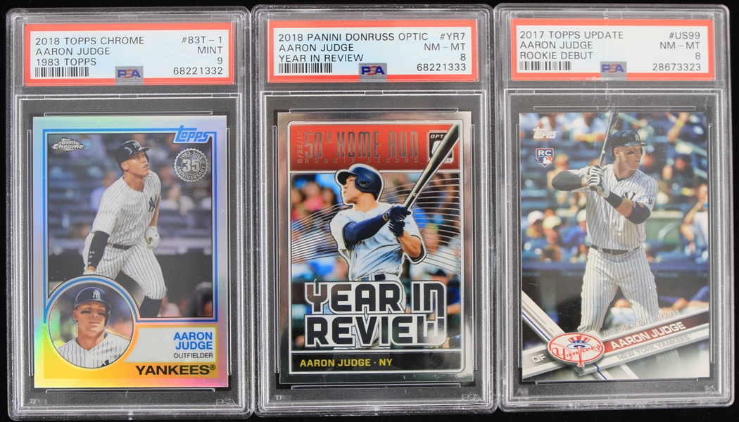 2017-2018 Aaron Judge New York Yankees Graded Trading Cards (PSA Slabbed) (Lot of 3)