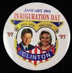 1997 Bill And Hillary Clinton 3" Inauguration Day Pinback Button